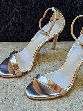 Davids Bridal Women Sandal Heels Shoes LARISSA Rose Gold Man Made Upper Size 9M
